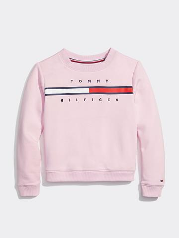 Lány Tommy Hilfiger Flag Pulóverek Rózsaszín | HU 1881AHK